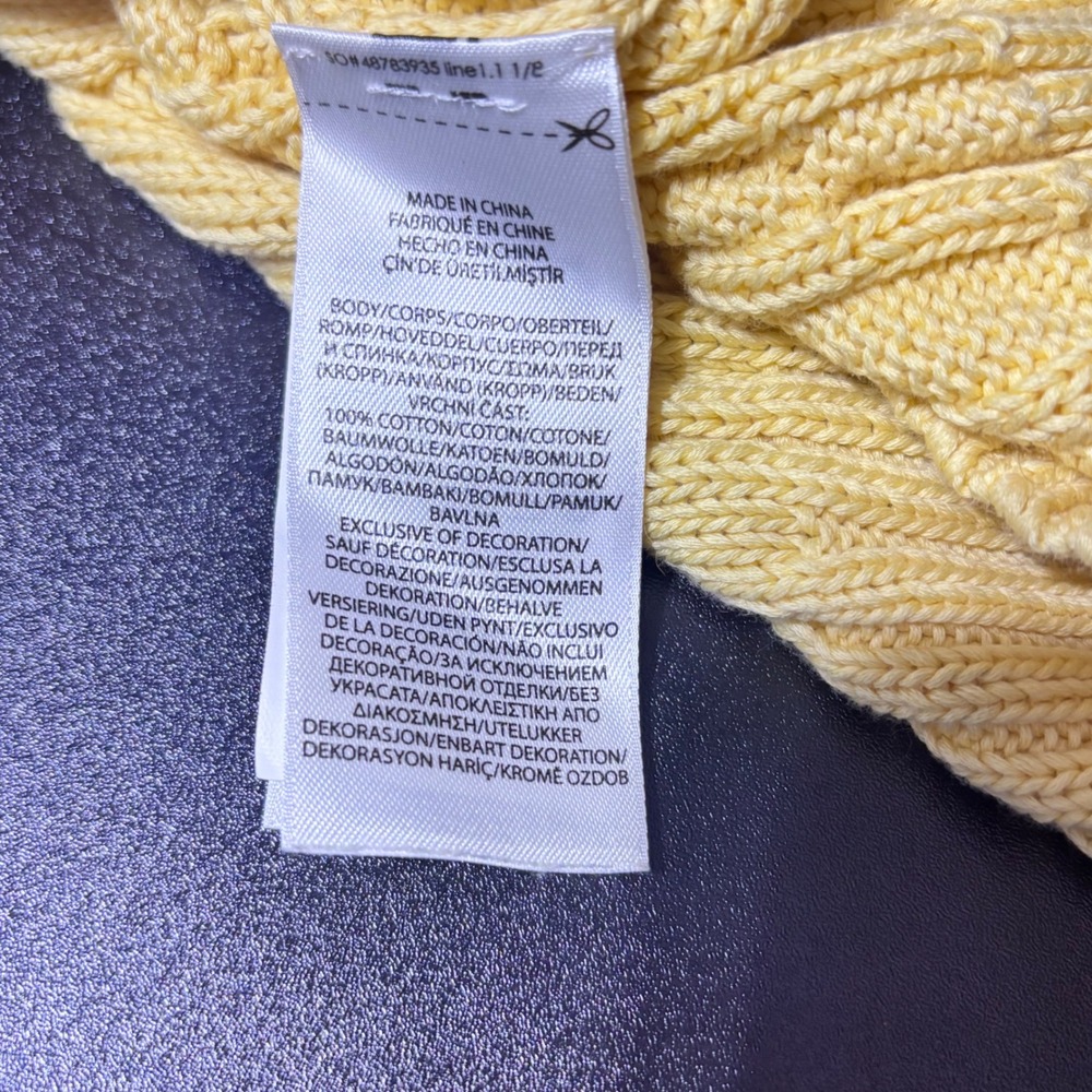 Polo Ralph Lauren Cable Knit Sweater Short Sleeve Yellow Pima Cotton Preppy M - Picture 6 of 9